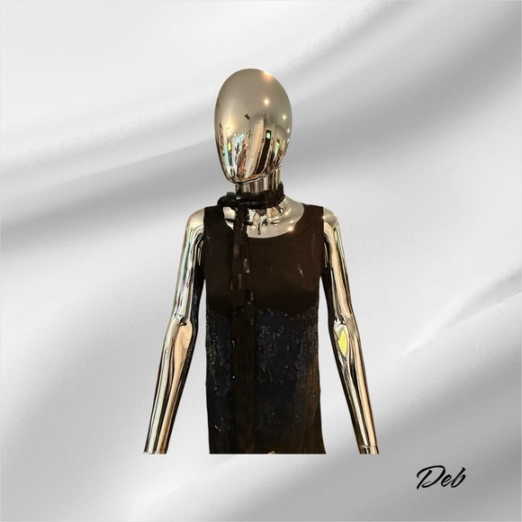 Kate Moss Top Shop Black and Blue Fringe Sleeveless Top - Picture 2 of 10